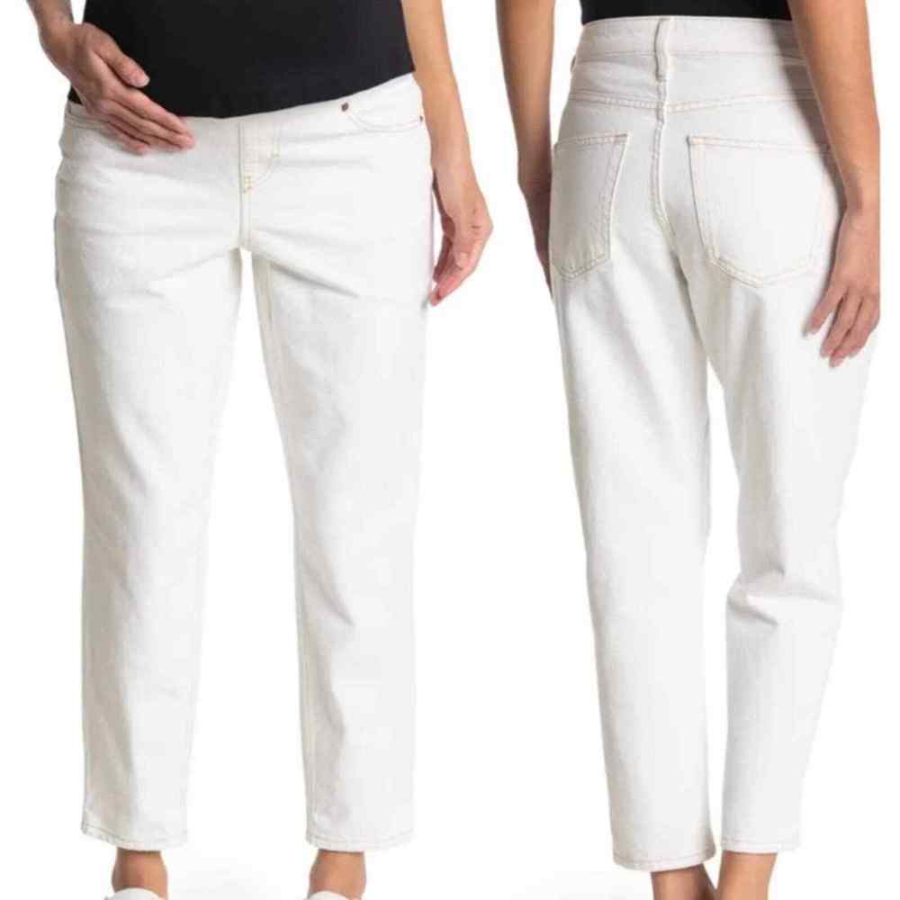 Topshop High Waisted Tapered Leg Maternity Jeans White